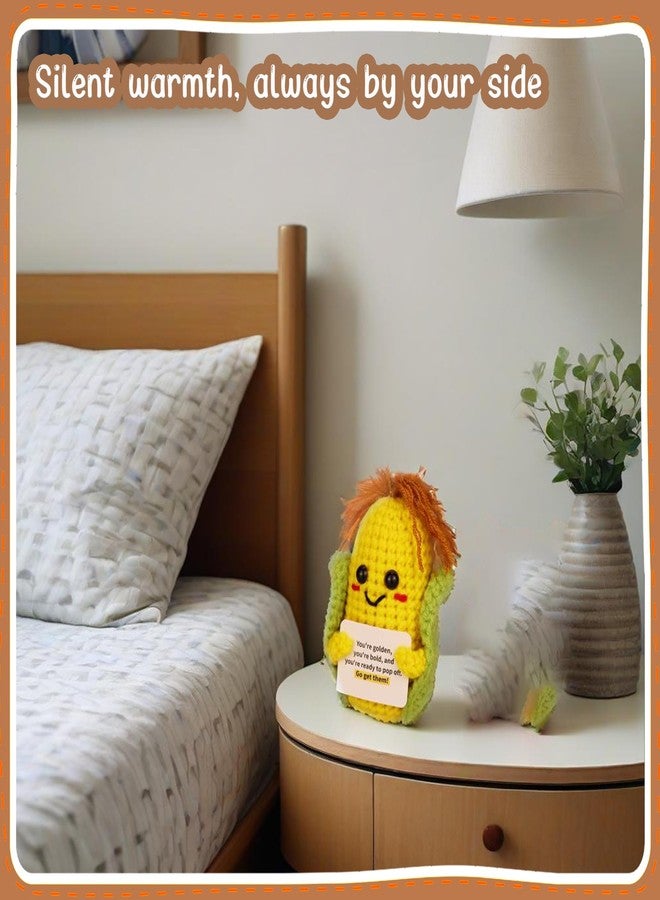 vhemo Handmade Emotional Corn Crochet Doll with Inspirational Card - Cute Funny Positive Potato Gift for Christmas, Birthdays, Valentine’s Day, Desk Decor for Family, Friends, Coworkers, Students, kids - Image 3